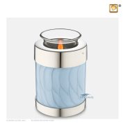 Light blue tealight candle holder miniature urn