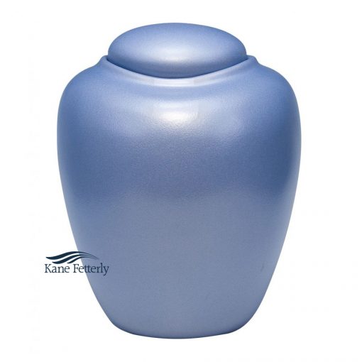 Biodegradable blue gelatin urn.