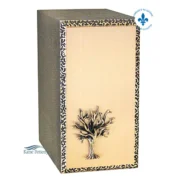 Bronze and zinc urn with tree