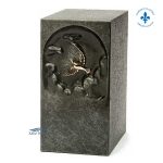 Gray zinc urn with dove ornament