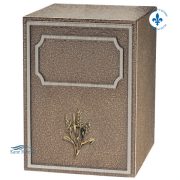 Zinc double urn with bronze wheat ornament