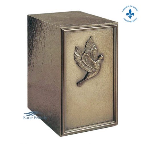 Cold cast bronze urn with dove