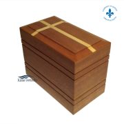 Solid mahogany urn with cross