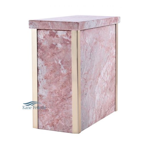 Pink marble urn with gold borders
