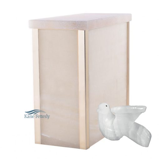 Urn shown with dove keepsake