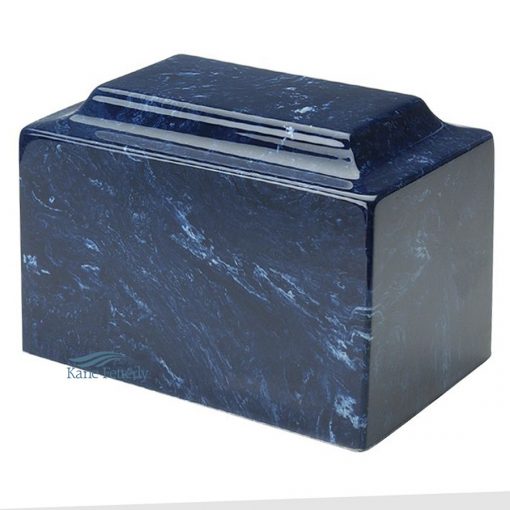 Blue cultured marble urn