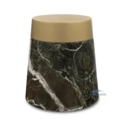 Urne funéraire en marbre vert foncé avec veinage blanc et couvercle doré mat