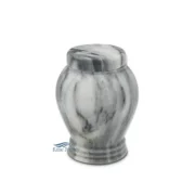 Grey marble small-capacity urn with natural stone veining and rounded lid