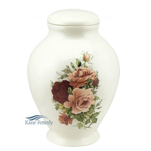 Ceramic urn with roses