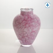 Pink hand-blown glass urn
