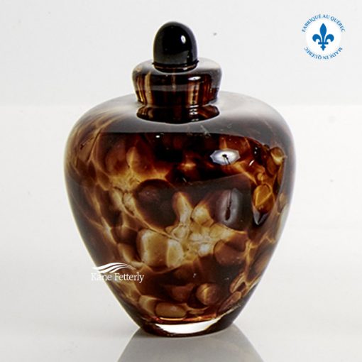 Amber hand-blown glass miniature urn