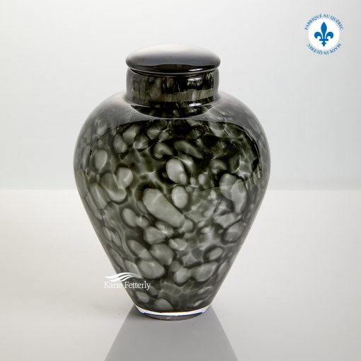 Grey hand-blown glass urn