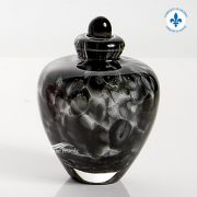 Grey hand-blown glass miniature urn
