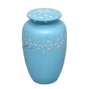 Light blue aluminum urn