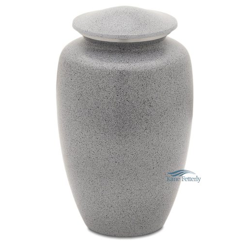 Grey aluminum urn.