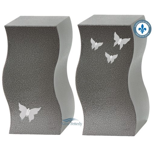 Double urn with butterflies