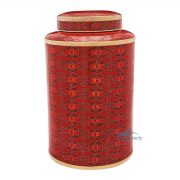Red and gold cloisonné urn
