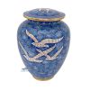 Blue cloisonné urn with flying doves