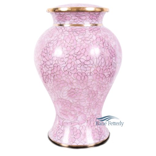 Pink cloisonné urn with floral motif