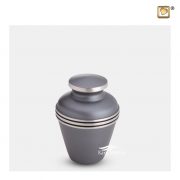 Grey miniature urn with silver bands