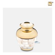 Miniature urn with mother-of-pearl inlays and polished gold accents