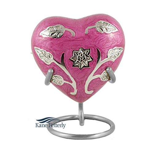 Urne miniature en coeur, motif tournesols