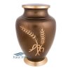 Brass urn with wheat sheaf motif