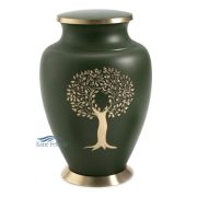 Green urn with tree of life