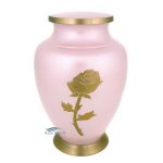 U86461 Urne funéraire en laiton rose, motif rose.