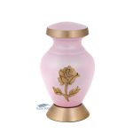 U86461K Pink brass miniature urn with rose