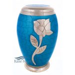 U8649 Blue urn with silver rose