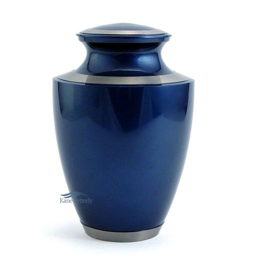 Blue and silver brass urn