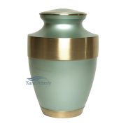 U86571 Sage green brass urn