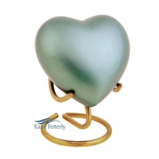 Pale green heart miniature urn