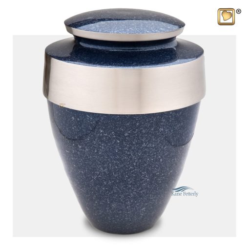 Urn with speckled indigo blue finish