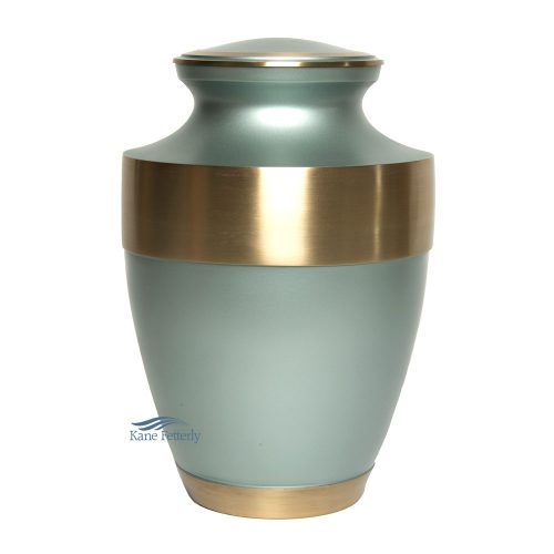 U86571 Sage green brass urn