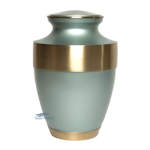 U86571 Sage green brass urn