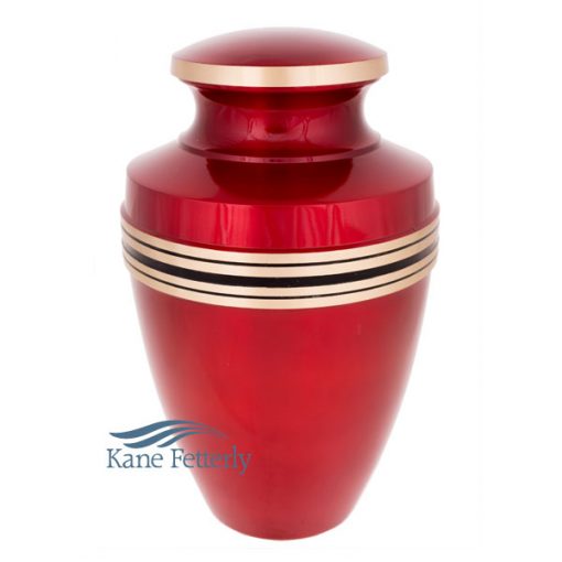 Red and gold brass urn
