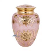 Pink brass urn with sunflowers