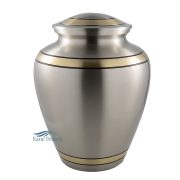 Silver brass urn with gold bands