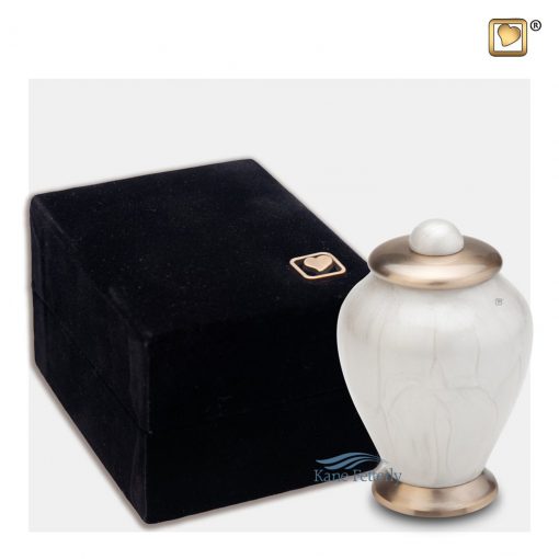 White and gold miniature urn
