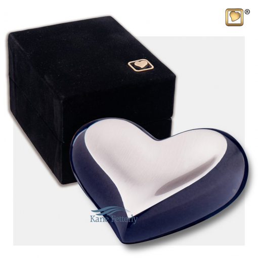 Heart miniature urn shown with box