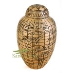 U8692 Brass urn with world map motif