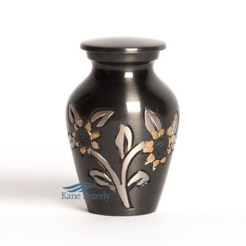 Brass miniature urn with sunflowers