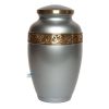 Silver brass urn with gold band