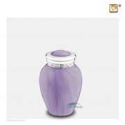 Lavender brass miniature keepsake urn with pearlescent finish