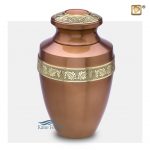 Brass urn with gold floral band