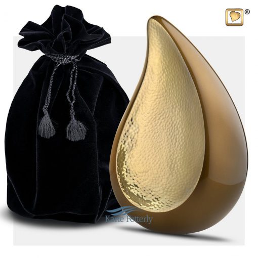 Brown and gold tear drop urn