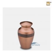 Metal miniature urn with copper glossy finish