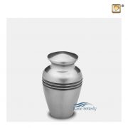 Metal miniature urn with pewter glossy finish